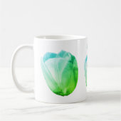 ホワイトチューリップ抽象芸術フラワーアートパーソナライズされた コーヒーマグカップ (左)