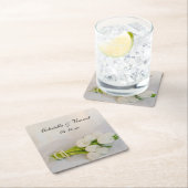 ホワイトチューリップ結婚ブーケ スクエアペーパーコースター (インサイチュ)