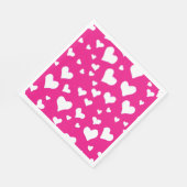 ホワイトチョークハートオン明るい赤紫色ピンク スタンダードランチョンナプキン (角)