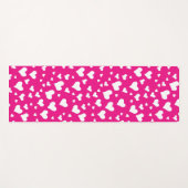 ホワイトチョークハートオン明るい赤紫色ピンク ヨガマット (正面(横))