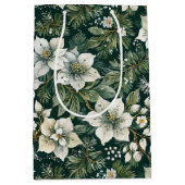 ホワイトツツツツツジとエバーグリーンズホリデー ミディアムペーパーバッグ (正面)