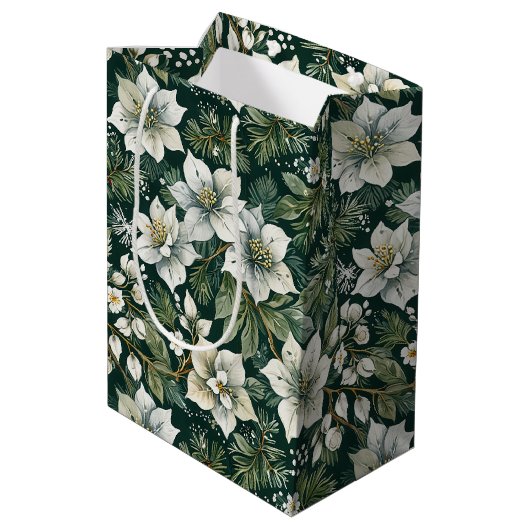 ホワイトツツツツツジとエバーグリーンズホリデー ミディアムペーパーバッグ (裏面アングル)