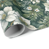 ホワイトツツツツツジとエバーグリーンズホリデー ラッピングペーパー (ロールコーナー)