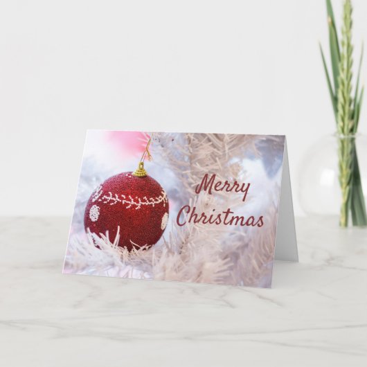 ホワイトツリーとオーナメントパーソナライズされたカード シーズンカード (正面)