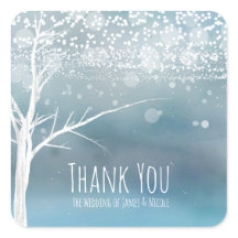 ホワイトツリーウィンターブルーエレガントな結婚式の好意