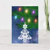 ホワイトツリーオーナメントヴィンテージライトカスタムフォト シーズンカード (正面)