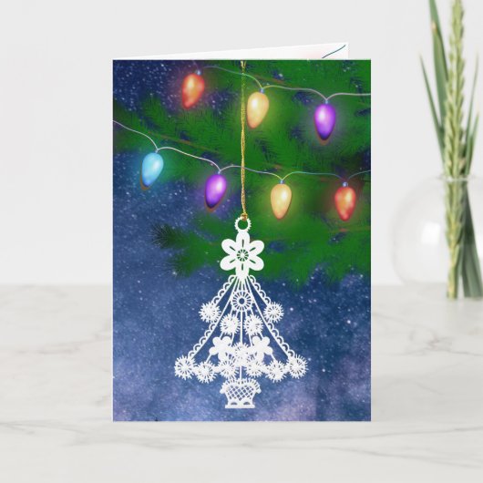 ホワイトツリーオーナメントヴィンテージライトテンプレート シーズンカード (正面)