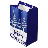 ホワイトツリーシルエットのクリスマス ミディアムペーパーバッグ (正面アングル)