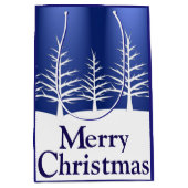 ホワイトツリーシルエットのクリスマス ミディアムペーパーバッグ (正面)