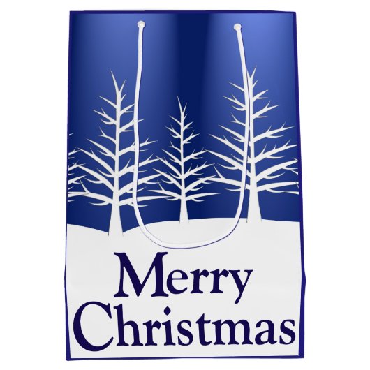 ホワイトツリーシルエットのクリスマス ミディアムペーパーバッグ (裏面)