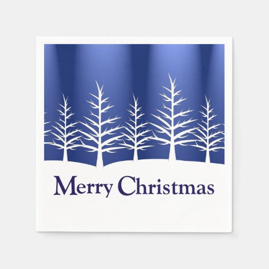 ホワイトツリーシルエットエレガントクリスマス スタンダードカクテルナプキン (正面)