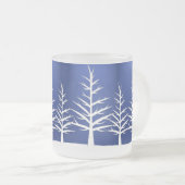 ホワイトツリーシルエットエレガント冬 フロストグラスマグカップ (正面右)
