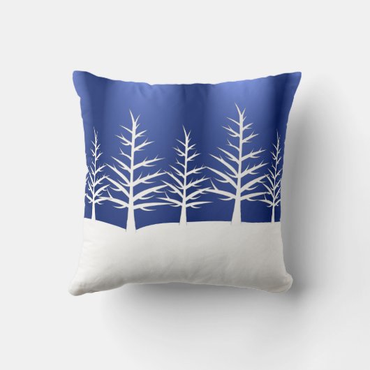 ホワイトツリーシルエット冬の風景 クッション (裏面)