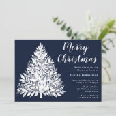 ホワイトツリーネイビーブルークリスマスパーティー 招待状 (スタンド正面)