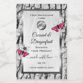 ホワイトツリーバークピンクバタフライ製品ラベルロゴ フードラベル (シングルラベル)