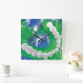 ホワイトティースアーチ歯科歯科矯正医壁時計 スクエア壁時計 (ホーム)