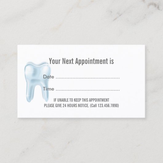 ホワイトティース歯科アポイントメント名刺 予約カード (正面)