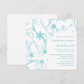 ホワイトティール（緑がかった色）の雪片冬の結婚式の招待 招待状 (正面/裏面)