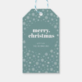 ホワイトティール（緑がかった色）グリーンメリークリスマススノーフレークパターン ギフトタグ (裏面)