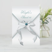 ホワイトティール(緑がかった色)スウィート16バースデーパーティー 招待状 (スタンド正面)