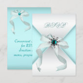 ホワイトティール（緑がかった色）スウィート16パーティー 出欠カード (正面/裏面)