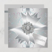 ホワイトティール(緑がかった色)スワーズキンセアニェラ 招待状 (正面/裏面)