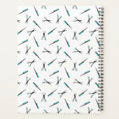 ホワイトティール(緑がかった色)ハサミ&櫛パターン美容師 プランナー手帳 (裏面)