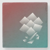 ホワイトティール（緑がかった色）ブルゴーニュ ストーンコースター (正面)