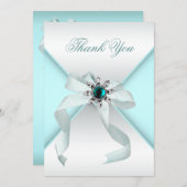 ホワイトティール（緑がかった色）ブルーサンキューカード サンキューカード (正面/裏面)