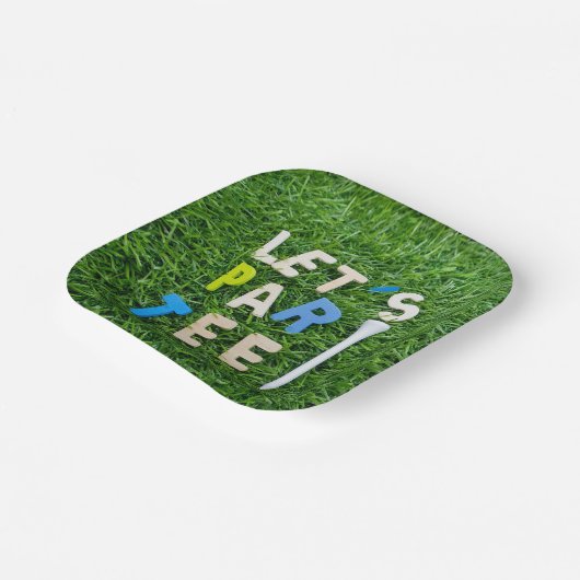 ホワイトティー付きゴルフレッツパーティーは緑 ペーパープレート (傾斜あり)