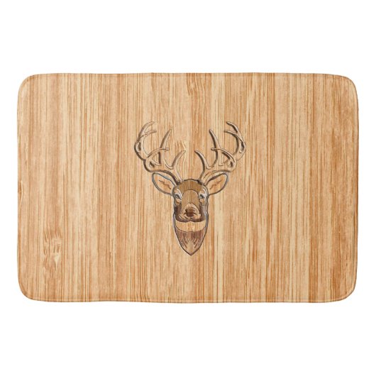 ホワイトテイルディア ヘッド ウッドグレイン スタイル ディスプレイ バスマット (正面)