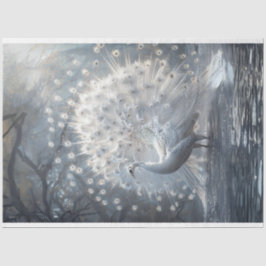 ホワイトテイルファンの孔雀のデコパージュ 薄葉紙