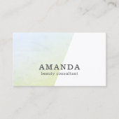 ホワイトテクスチミニマルャ青グリーン美しいコンサルタント 名刺 (正面)