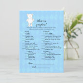 ホワイトテディベアあなたの電話の赤ちゃんシャワーゲーム 招待状 (スタンド正面)