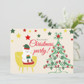 ホワイトテディベアのキュートなクリスマスパーティー 招待状 (スタンド正面)