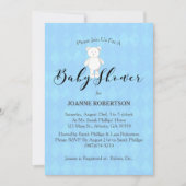 ホワイトテディベアダイヤモンドブルーベビーシャワー 招待状 (正面)