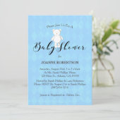 ホワイトテディベアダイヤモンドブルーベビーシャワー 招待状 (スタンド正面)