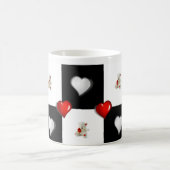 ホワイトテディベア赤いハートマグ コーヒーマグカップ (中央)