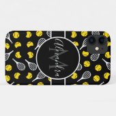 ホワイトテニスラケット&ハーフボールあなたの名前スポーツ Case-Mate iPhoneケース (裏面(横))