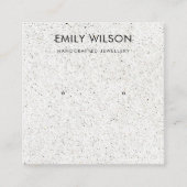 ホワイトテラゾテクスチャスタッドイヤリングディスプレイロゴ スクエア名刺 (正面)