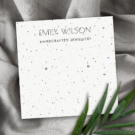 ホワイトテラゾテクスチャスタッドイヤリングディスプレイロゴ スクエア名刺