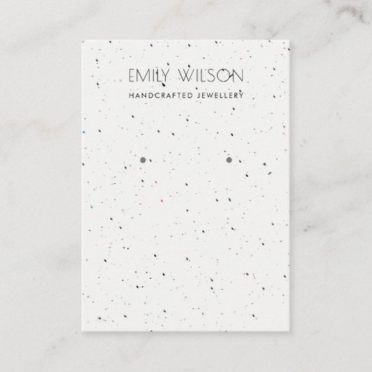 ホワイトテラッツォのテクスチャーKRAFTイヤリングディスプレイロゴ 名刺 (正面)