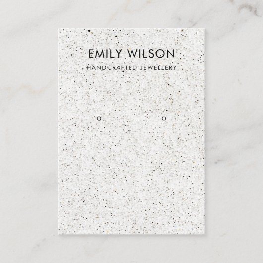 ホワイトテラッツォのテクスチャーKRAFTイヤリングディスプレイロゴ 名刺 (正面)
