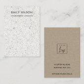 ホワイトテラッツォのテクスチャーKRAFTイヤリングディスプレイロゴ 名刺 (正面/裏面)