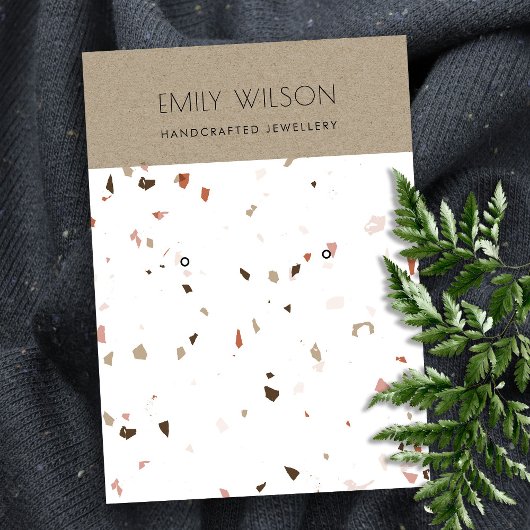 ホワイトテラッツォのテクスチャーKRAFTイヤリングディスプレイロゴ 名刺