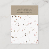 ホワイトテラッツォのテクスチャーKRAFTイヤリングディスプレイロゴ 名刺 (正面)