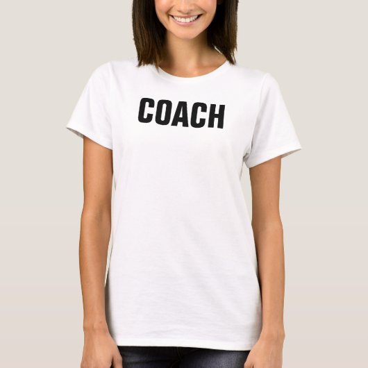 ホワイトテンプレートウィメンズジムフィットネスコーチトレーナー Tシャツ (正面)