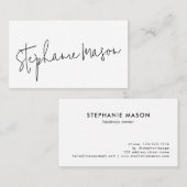 ホワイトテンプレートビジネスのミニマリストのスクリプトシンプル 名刺 (正面/裏面)