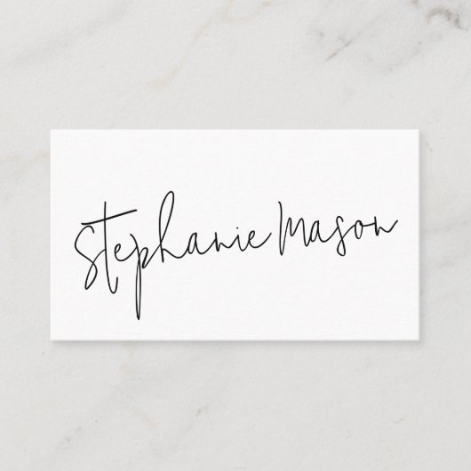 ホワイトテンプレートビジネスのミニマリストのスクリプトシンプル 名刺 (正面)