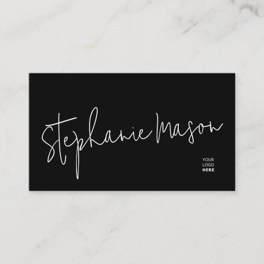 ホワイトテンプレートロゴミニマリストスクリプトシンプルブシン 名刺 (正面)